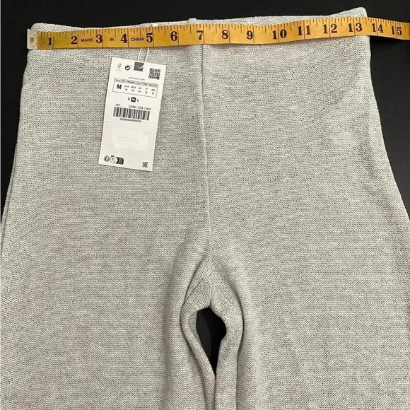 ZARA Wide Leg Knit Trousers Pull On Pants  Metallic Sheer Party Disco Rave - Picture 12 of 17